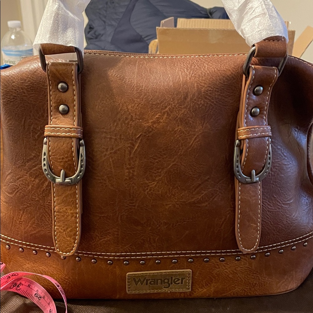 Wrangler Brown Faux-Leather Western Style Bag Bundle